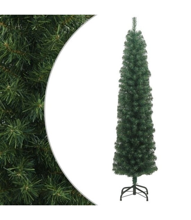 vidaXL - Künstlicher Weihnachtsbaum - mit - Ständer - schmal - 180 - cm - PVC - grün