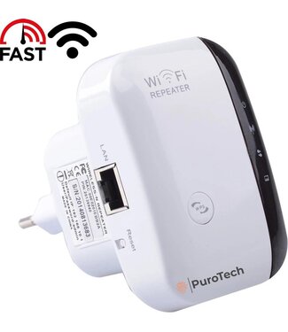 PuroTech PuroTech Wifi Repeater - Wifi Amplifier Sockel 300Mbps - 2.4 GHz - Inklusive Internetkabel - Booster - Extender