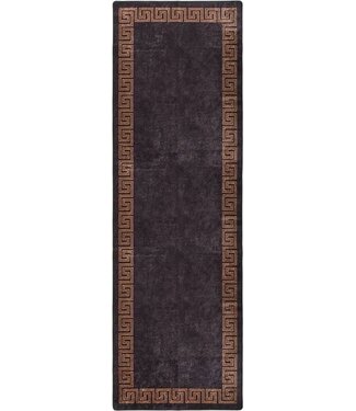 vidaXL vidaXL - Teppich - waschbar - rutschfest - 80x300 - cm - schwarz - und - goldfarben