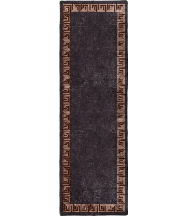 vidaXL - Teppich - waschbar - rutschfest - 80x300 - cm - schwarz - und - goldfarben