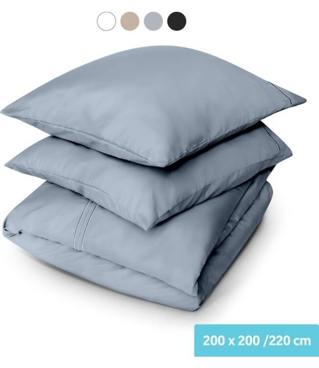 Dreamlab Bettbezugsset - 200 x 200/220 cm - Bettwäsche mit Kissenbezug - Double - Four Seasons - Mikrofaser - Stone Gray
