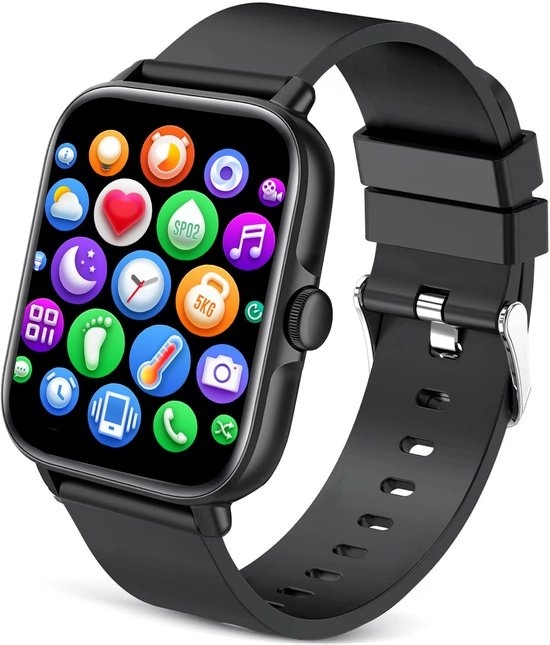 AyeWay Smartwatch - Wasserdicht & Touchscreen - 70 Sportmodi - Mit App - Smartwatch Männer & Frauen - Schwarz