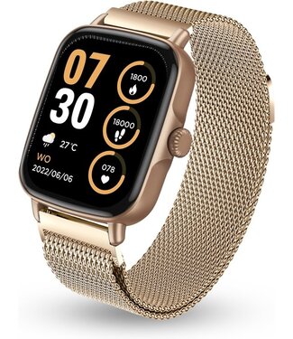 AyeWay AyeWay Smartwatch - Stahlband - Wasserdicht & Touchscreen - 70 Sportmodi - Mit App - Smartwatch Männer & Frauen - Pink