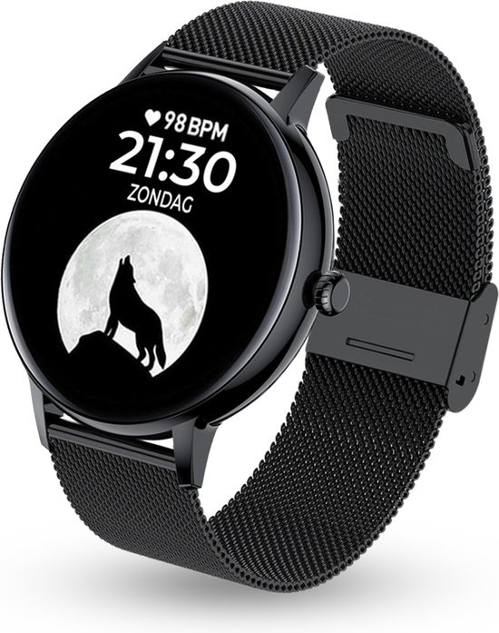 AyeWay Smartwatch - Wasserdicht & Touchscreen - Rundes Stahlband - 70 Sportmodi - Mit App - Smartwatch Männer & Frauen -