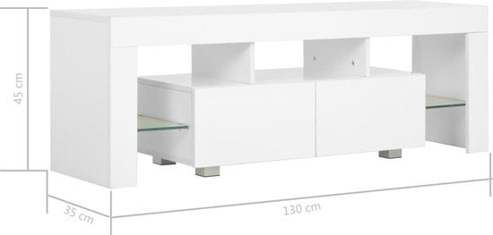 vidaXL - TV - Möbel - mit - LED - Beleuchtung - 130x35x45 - cm - Hochglanz - weiß