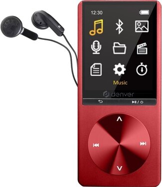 Denver Denver MP3 / MP4 Player - Bluetooth - USB - Shuffle - bis zu 128GB - inkl. Ohrhörer - Sprachaufzeichnung - Diktiergerät - MP1820 - Rot