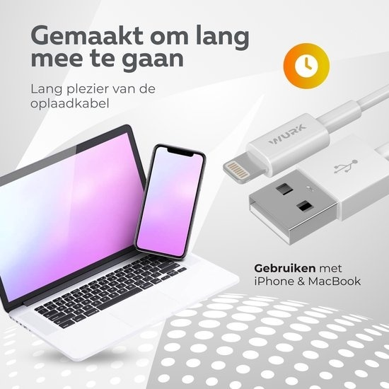8720986030908 - Wurk USB-Kabel zu Lightning - Kabel geeignet für Ipad und Iphone - 1M - Weiß 8720986030908 - Wurk USB-Kabel zu Lightning - Kabel geeignet für Ipad und Iphone - 1M - Weiß