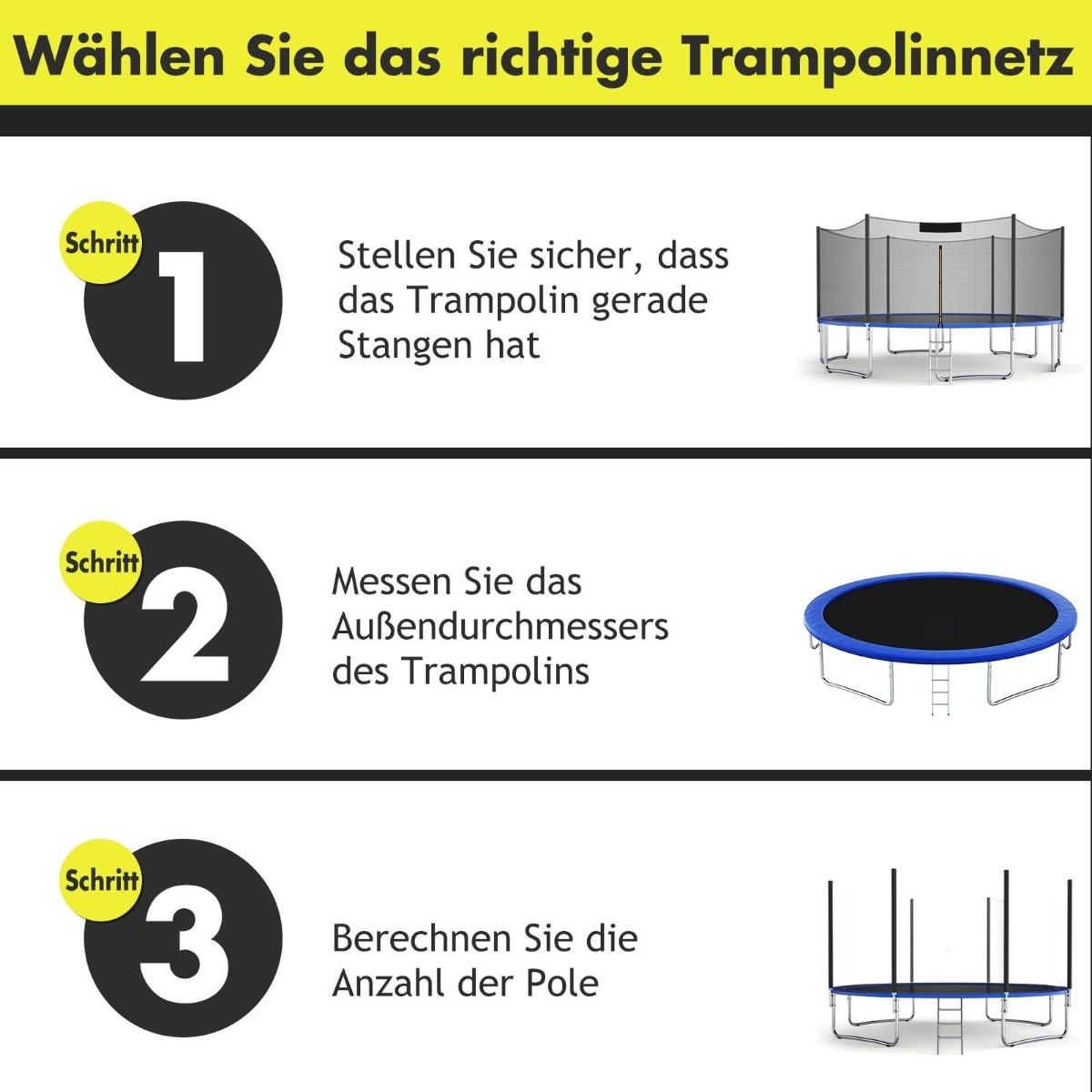 0794094544235 - Costway Ø 487 cm Trampolin-Sicherheitsnetz zum Ersetzen von Gartentrampolinen an der Außenseite mit Reißverschluss