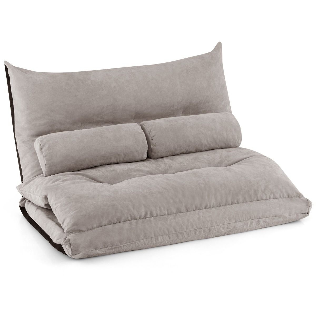 0783501390923 - Costway Bodensofa - Schlafsofa - klappbar - verstellbare Rückenlehne - 2 Kissen - flach 180 x 110 x 18cm - grau 0783501390923 - Costway Bodensofa - Schlafsofa - klappbar - verstellbare Rückenlehne - 2 Kissen - flach 180 x 110 x 18cm - grau