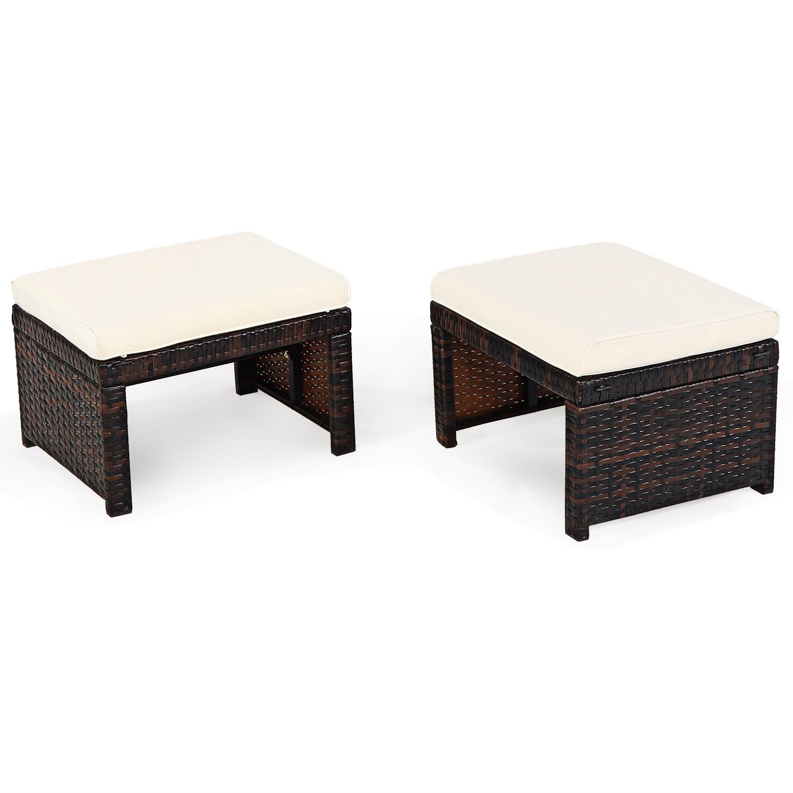 Sessel+Hocker günstig Kaufen-Coast 2 Satz von Rattan Ottoman Outdoor Hocker mit weichen Kissen 49 x 40 x 33 cm weiß. Coast 2 Satz von Rattan Ottoman Outdoor Hocker mit weichen Kissen 49 x 40 x 33 cm weiß <![CDATA[Unsere Ottomane lässt sich wunderbar mit anderen Rattanmöbe