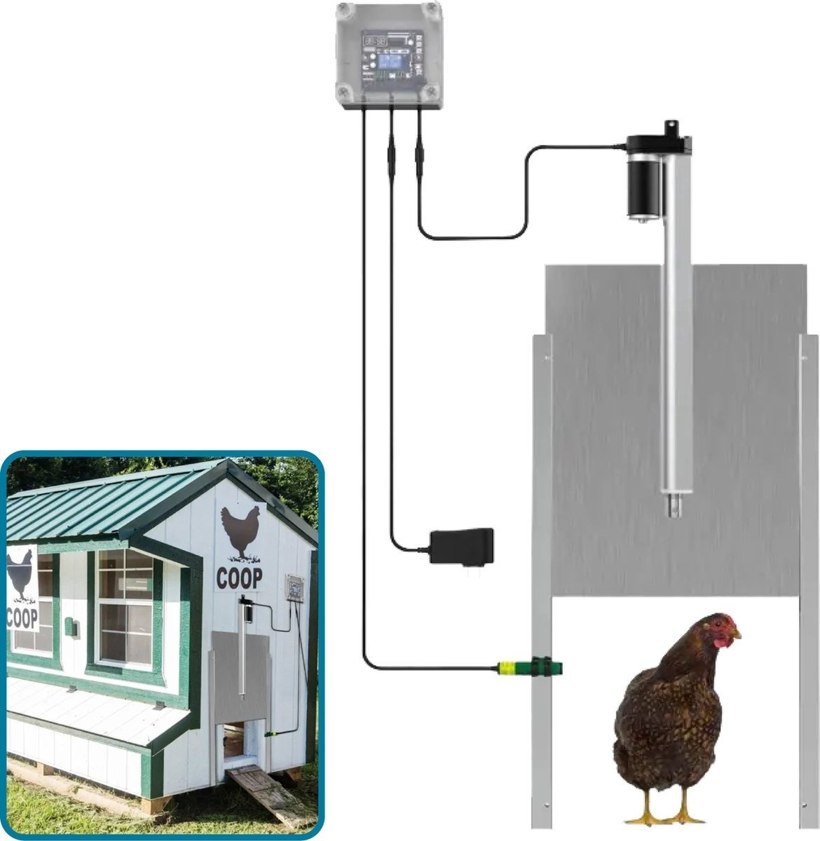 Stall mit günstig Kaufen-Automatische Hühnertür - Mit Infrarotsensor - Automatische Hühnerklappe - Stallöffner für Hühner. Automatische Hühnertür - Mit Infrarotsensor - Automatische Hühnerklappe - Stallöffner für Hühner 