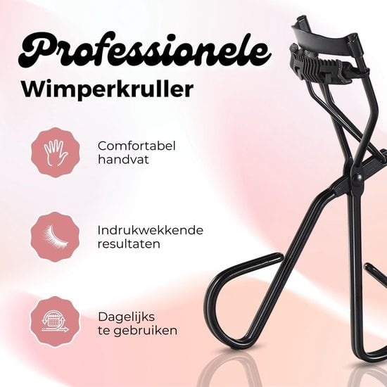 0696177725466 - Professional Wimpernzange mit 3 Silikonpads - Wimpern - Schwung - Wimpernzangenpads - Schwarz