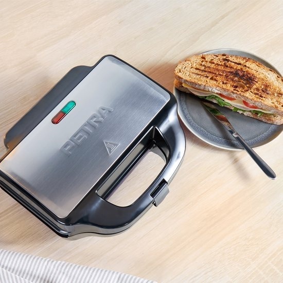 5054061475623 - Petra XL Sandwichmaker BPA-frei leicht zu reinigende Doppelplatten mit Antihaftbeschichtung 900 W automatische Temperaturkontrolle 5054061475623 - Petra XL Sandwichmaker BPA-frei leicht zu reinigende Doppelplatten mit Antihaftbeschichtung 900 W automatische Temperaturkontrolle