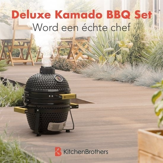 8720195259763 - Kamado BBQ - 13 Zoll Holzkohlegrill - 27⌀ cm - Deluxe Set - Eiergrill mit Zubehör - Schwarz 8720195259763 - Kamado BBQ - 13 Zoll Holzkohlegrill - 27⌀ cm - Deluxe Set - Eiergrill mit Zubehör - Schwarz