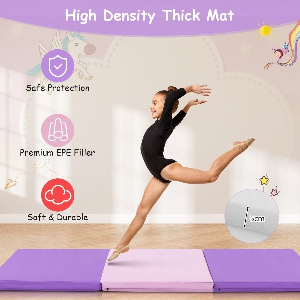 0783501428121 - Gymnastikmatte - faltbar - 180 x 60 x 5 cm - Rosa + Lila 0783501428121 - Gymnastikmatte - faltbar - 180 x 60 x 5 cm - Rosa + Lila