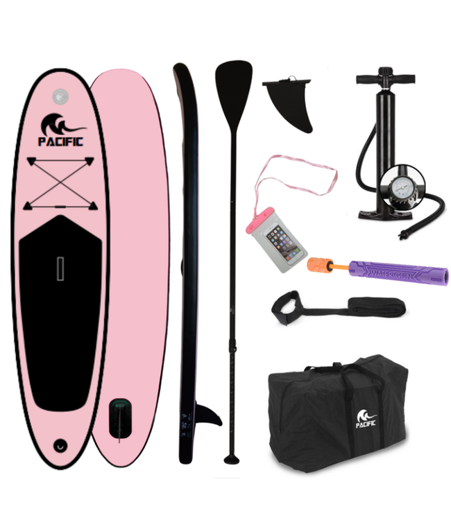 Pacific Special Edition Sup Board mit KOSTENLOSER wasserdichter Handytasche - Extra stabil - 285 cm - bis zu 100 kg - Pink
