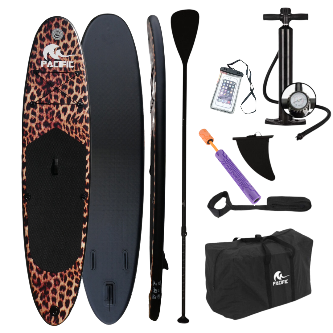 The EC günstig Kaufen-Pacific Special Edition Sup Board - Pantherdruck schwarz - KOSTENLOSE wasserdichte Handytasche - Extra stabil - 305 cm - 7 Teile - bis zu 100 kg - aufblasbar - Copy. Pacific Special Edition Sup Board - Pantherdruck schwarz - KOSTENLOSE wasserdichte Handyt