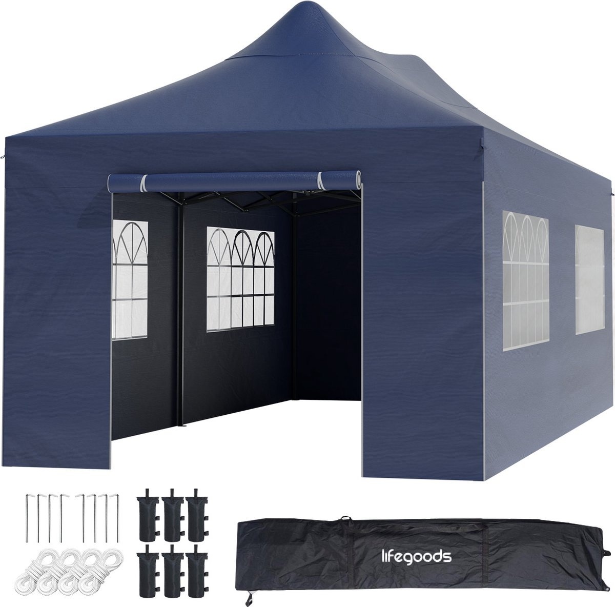 Art c günstig Kaufen-LifeGoods Partyzelt - 3x6 m - Seitenwände - Easy Up - Dunkelblau. LifeGoods Partyzelt - 3x6 m - Seitenwände - Easy Up - Dunkelblau <![CDATA[Lassen Sie sich Ihre Party nicht von greller Sonne oder Regen ruinieren! Dieses Partyzelt von LifeGoods i