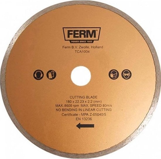 8717479002498 - FERM Diamant-Sägeblatt - TCA1004 - 8600 U min - 80 M s - 180 x 222 x 22mm 8717479002498 - FERM Diamant-Sägeblatt - TCA1004 - 8600 U min - 80 M s - 180 x 222 x 22mm