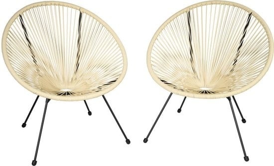 4061173046451 - 2 Gartenstühle Gabriella Retro im Acapulco-Stil - beige 4061173046451 - 2 Gartenstühle Gabriella Retro im Acapulco-Stil - beige