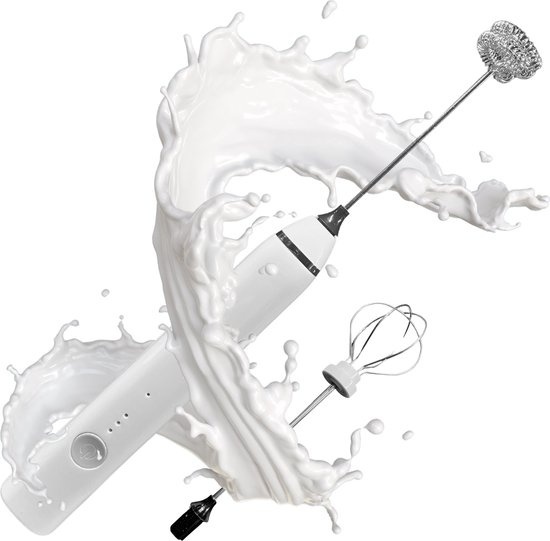 Premium Milchaufschäumer Earkings - Milchaufschäumer wiederaufladbar mit mitgeliefertem USB-Kabel - Inklusive 2 Aufsätze