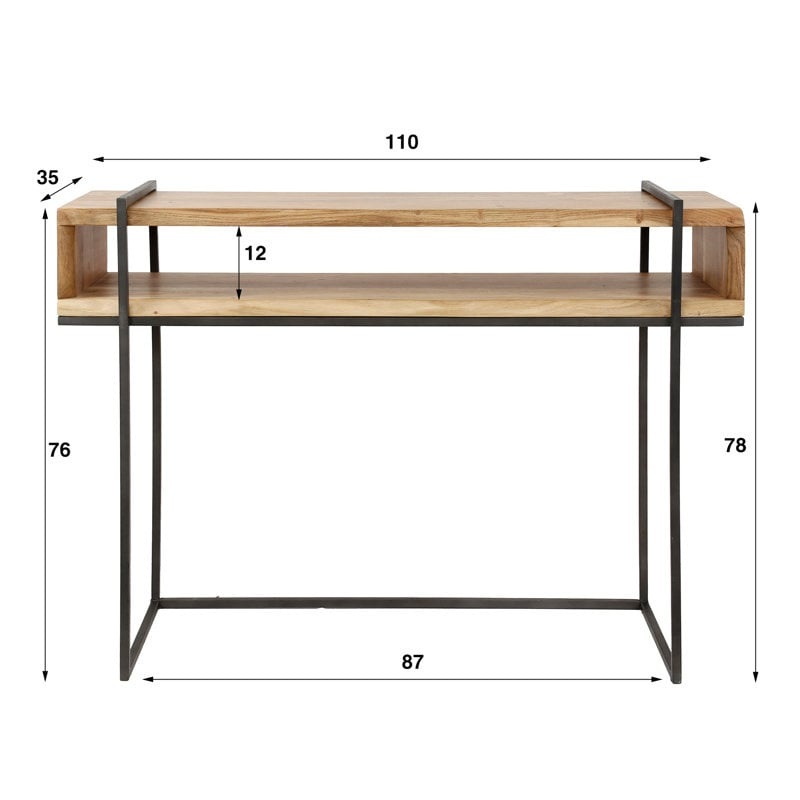 0198068456300 - Borough Wharf Konsolentisch - Ländlich - 110 x 35 x 78 cm - Schwarz   Braun
