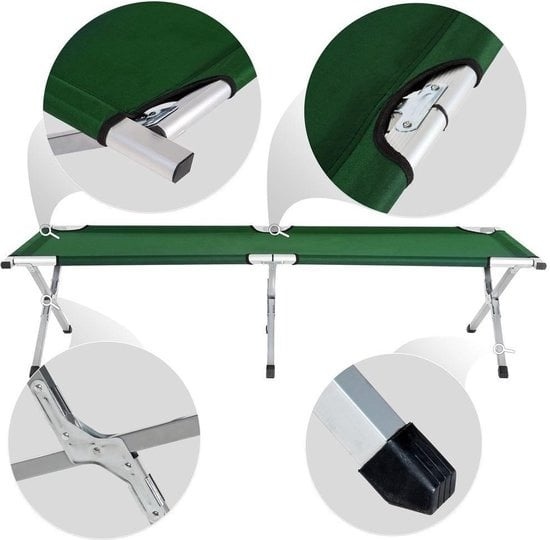 8714426425713 - NordFalk veldbed XXL 200 x 71 cm - Campingbett | Krankentrage | Campingbett - Extra stabiles Aluminium - Grün 8714426425713 - NordFalk veldbed XXL 200 x 71 cm - Campingbett | Krankentrage | Campingbett - Extra stabiles Aluminium - Grün