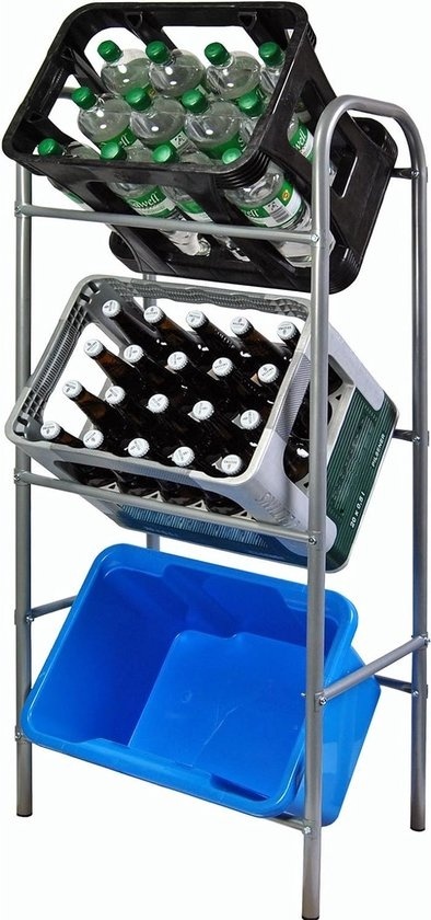 8714426425959 - Kistenregal für 3 Kisten - Lagerregal | Regal für Einkaufskisten - Rutschfeste Füße - Stahl 8714426425959 - Kistenregal für 3 Kisten - Lagerregal | Regal für Einkaufskisten - Rutschfeste Füße - Stahl