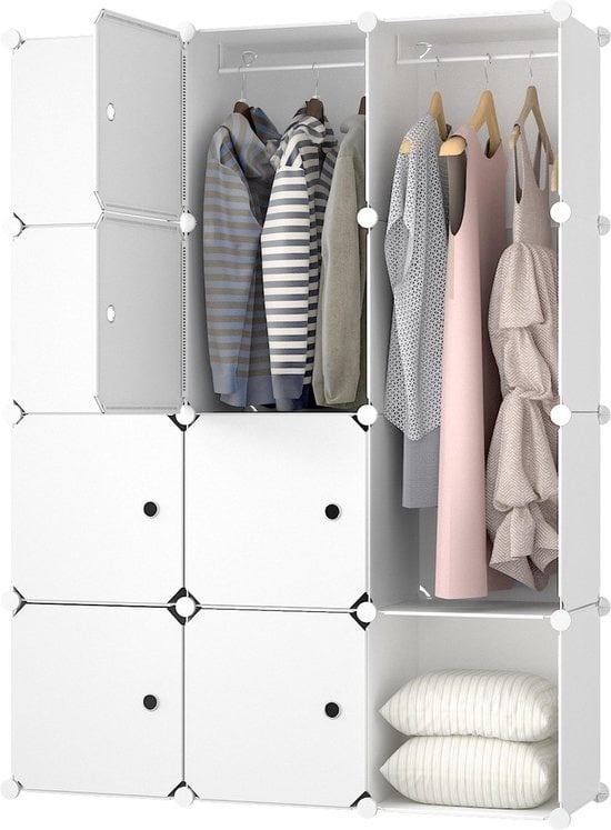 8714426423351 - 3x4 Fach Kleiderschrank Udine 111x148 cm - Kleiderschrank Kunststoff - Organizer - Weiß 8714426423351 - 3x4 Fach Kleiderschrank Udine 111x148 cm - Kleiderschrank Kunststoff - Organizer - Weiß