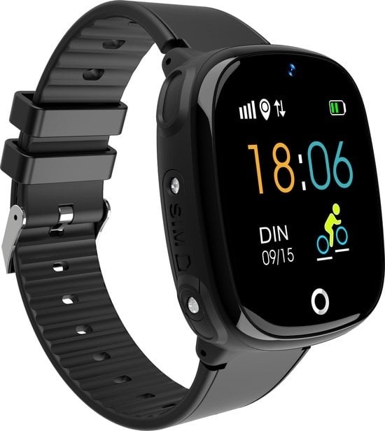 8719327528051 - Loayz HW11 Schwarz - Kinder-Smartwatch - mit Lebara value SIM-Karte [1GB+€15] - GPS - Kamera - Klingelfunktion