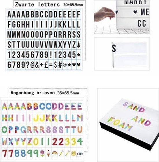 8720256879619 - A4 Farb-Lichtkasten mit Fernbedienung - 96 schwarze Buchstaben+90 Regenbogenbuchstaben - Mit Fernbedienung - 4 6 8 Stunden Zeitmessung - USB+Batteriebetrieb 8720256879619 - A4 Farb-Lichtkasten mit Fernbedienung - 96 schwarze Buchstaben+90 Regenbogenbuchstaben - Mit Fernbedienung - 4 6 8 Stunden Zeitmessung - USB+Batteriebetrieb