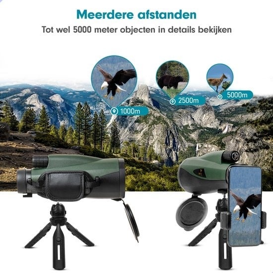 8720299871717 - HYL Monokulares Fernglas 20 - 12x60 - Monokular mit Handschlaufe & Stativ - Fernglas Kompakt - Monokular - Spektiv - Dunkelgrün 8720299871717 - HYL Monokulares Fernglas 20 - 12x60 - Monokular mit Handschlaufe & Stativ - Fernglas Kompakt - Monokular - Spektiv - Dunkelgrün
