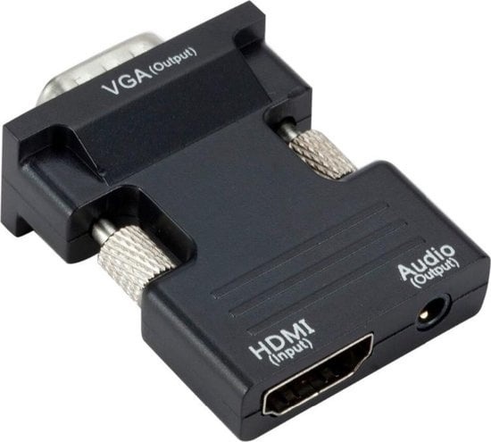 HDMI ADAPTER günstig Kaufen-HDMI auf VGA + 3.5mm Klinkenadapter - kompakt / schwarz. HDMI auf VGA + 3.5mm Klinkenadapter - kompakt / schwarz <![CDATA[HDMI zu VGA + 3,5mm Klinkenadapter - kompaktVerwenden Sie diesen Konverter, um ein HDMI-Kabel von einem PC oder Notebook an einen VGA
