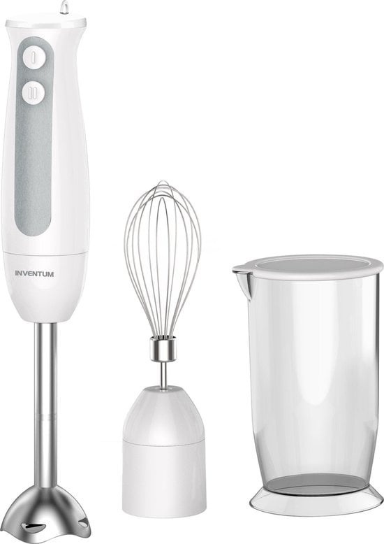 8712876104905 - MX201S - Stabmixer-Set - Schneebesen - Messbecher 07 Liter - 400 Watt - 2 Geschwindigkeiten - Weiß RVS 8712876104905 - MX201S - Stabmixer-Set - Schneebesen - Messbecher 07 Liter - 400 Watt - 2 Geschwindigkeiten - Weiß RVS