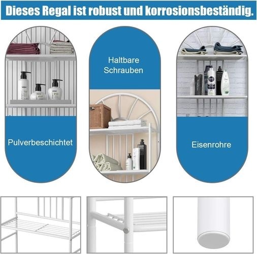 0728370802474 - Toilettenregal WC-Regal Waschmaschinenregal Badregal Badezimmerregal Lagerregal Metall weiss - Costway 0728370802474 - Toilettenregal WC-Regal Waschmaschinenregal Badregal Badezimmerregal Lagerregal Metall weiss - Costway