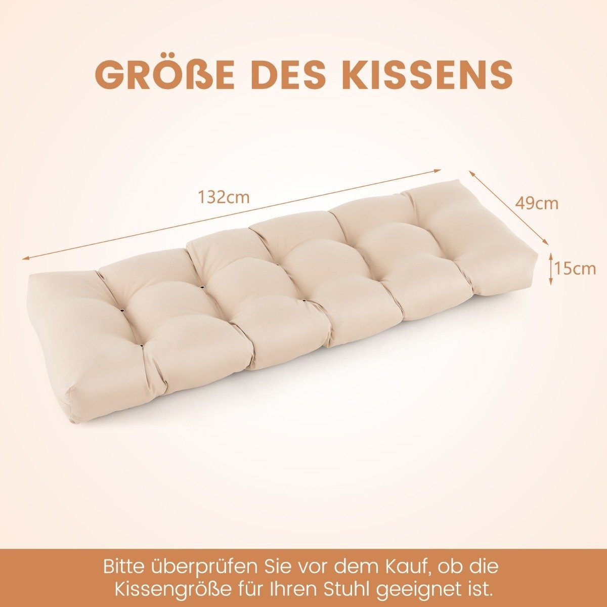0783501298632 - Bank für Gartenbank 132 x 49 x 15 cm Sitzkissen aus pp Baumwolle beige 0783501298632 - Bank für Gartenbank 132 x 49 x 15 cm Sitzkissen aus pp Baumwolle beige