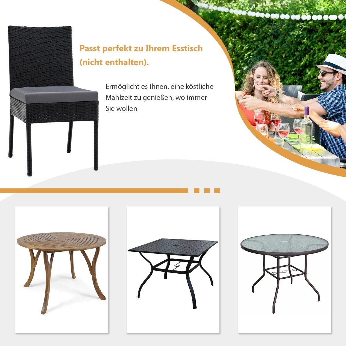 0794094569436 - 2-tlg Gartenstühle Terrassenstühle mit weichen Kissen Rattansessel bis 150 kg schwarz 0794094569436 - 2-tlg Gartenstühle Terrassenstühle mit weichen Kissen Rattansessel bis 150 kg schwarz