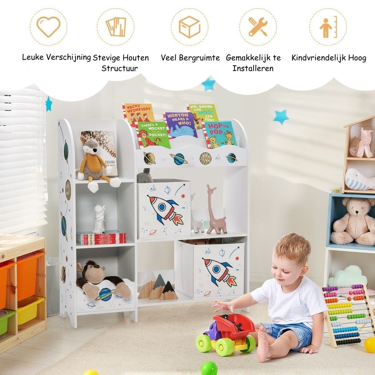 0794094569016 - Kids Aufbewahrungsschrank mit 5 Fächern und 2 Schubladen aus Stoff Universe 0794094569016 - Kids Aufbewahrungsschrank mit 5 Fächern und 2 Schubladen aus Stoff Universe