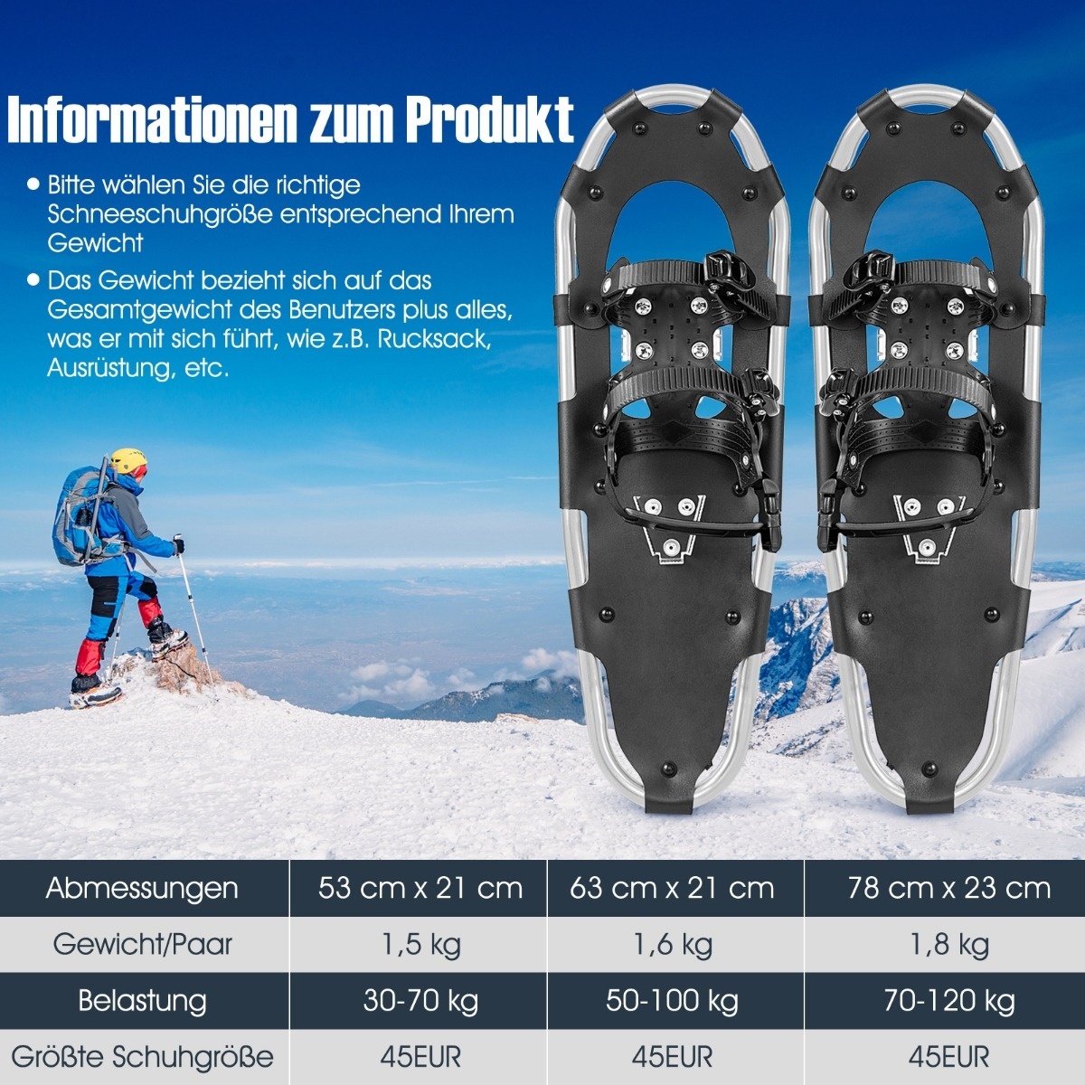 0783501366010 - 21 Settian Schneeschuhe 4-in-1-Gelände Schneeschuhwandern für Erwachsene und Kinder Silber 0783501366010 - 21 Settian Schneeschuhe 4-in-1-Gelände Schneeschuhwandern für Erwachsene und Kinder Silber