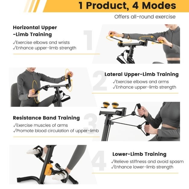 0783501297871 - Costway Home Trainer mit Pedal Bewegung Trainer mit verstellbarem Griff 53 x 43 x 73-102 cm 0783501297871 - Costway Home Trainer mit Pedal Bewegung Trainer mit verstellbarem Griff 53 x 43 x 73-102 cm