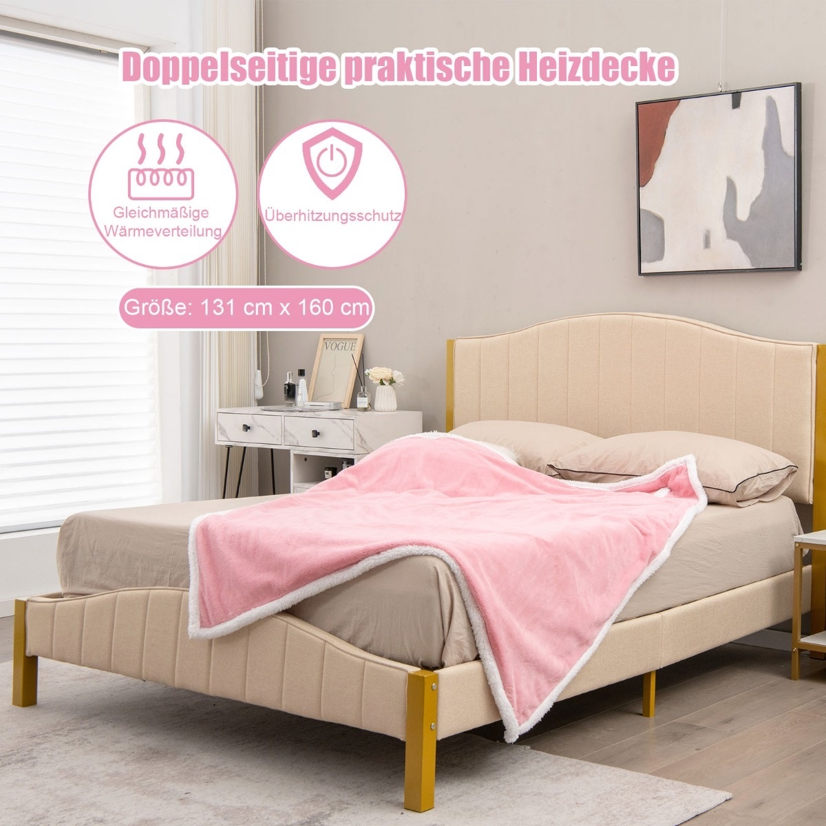 0794094642351 - Heizdecke 9 Heizstufen 20-46 ? Heizdecke aus Wolle 9h Timer 163 x 128 cm rosa 0794094642351 - Heizdecke 9 Heizstufen 20-46 ? Heizdecke aus Wolle 9h Timer 163 x 128 cm rosa