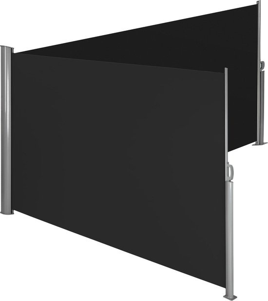 Tectake - Aluminium-Windschutz, versenkbare Seitenmarkise, Terrassenschirm - doppelt - 160 x 600 cm - schwarz - 402332