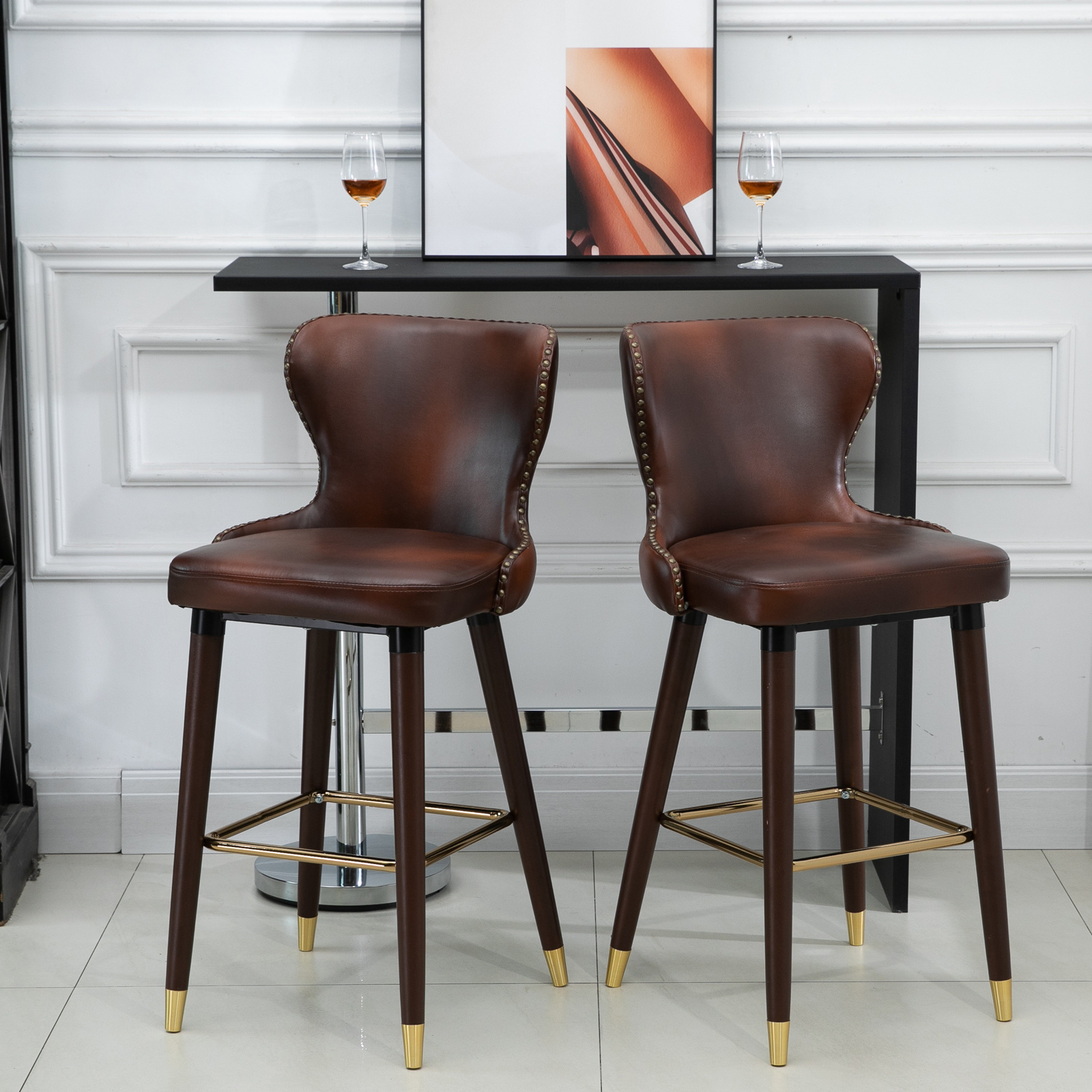 4250871285372 - Barhocker im 2er Set braun 52 x 53 x 101 cm (BxTxH) Barstuhl mit Polster Bistrostuhl Küchenhocker 4250871285372 - Barhocker im 2er Set braun 52 x 53 x 101 cm (BxTxH) Barstuhl mit Polster Bistrostuhl Küchenhocker