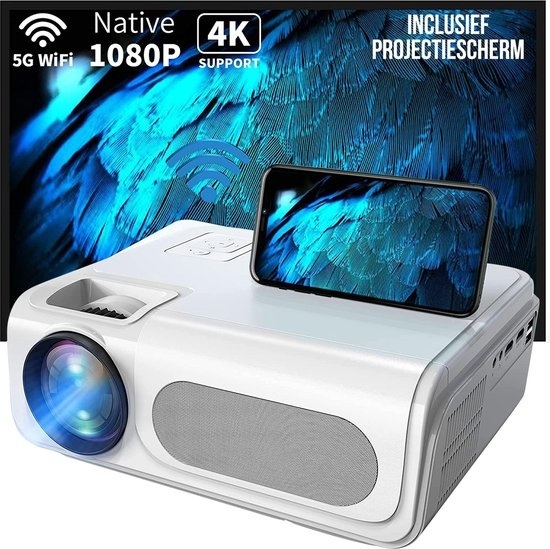 STREAMING günstig Kaufen-Strex Beamer - Native 1080P / 4K Unterstützung - 15.000 Lumen - Streaming von Ihrem Telefon mit WiFi - Mini Projektor - Inkl. 100" Projektionsfläche. Strex Beamer - Native 1080P / 4K Unterstützung - 15.000 Lumen - Streaming von Ihrem Te