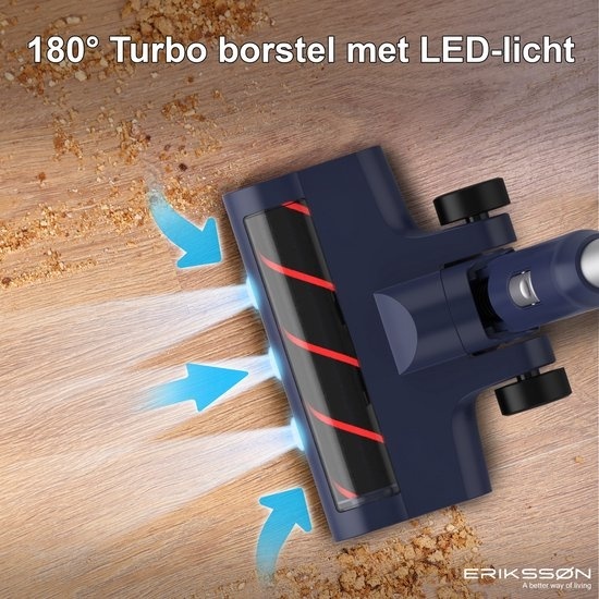 8720828027431 - Erikssøn Stick Staubsauger Air Pro Elite 9000 - Kabellos - Beutellos auf Batterie - Grau Blau