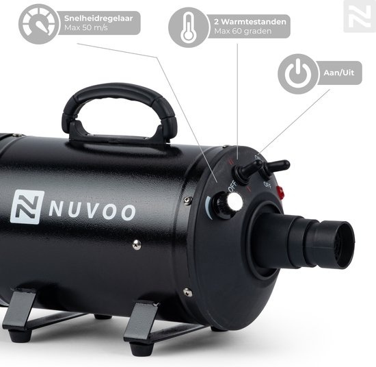8720299148970 - Nuvoo Professional Dog F?hn - Wassergebläse - mit 3 Aufsätzen - einstellbare Leistung bis zu 2200W - Heiß- und Kaltständer - Schwarz 8720299148970 - Nuvoo Professional Dog F?hn - Wassergebläse - mit 3 Aufsätzen - einstellbare Leistung bis zu 2200W - Heiß- und Kaltständer - Schwarz