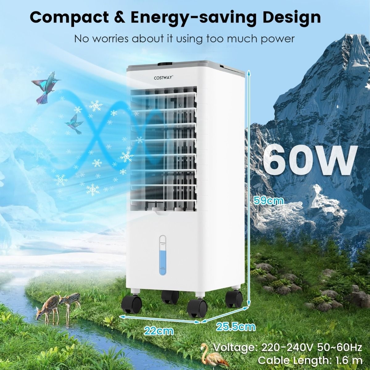 0033616103926 - Mobile Air Conditioner - 3 in 1 - Ohne Ablaufschlauch - 60W - 28L - 255 x 22 x 59 cm - Weiß 0033616103926 - Mobile Air Conditioner - 3 in 1 - Ohne Ablaufschlauch - 60W - 28L - 255 x 22 x 59 cm - Weiß