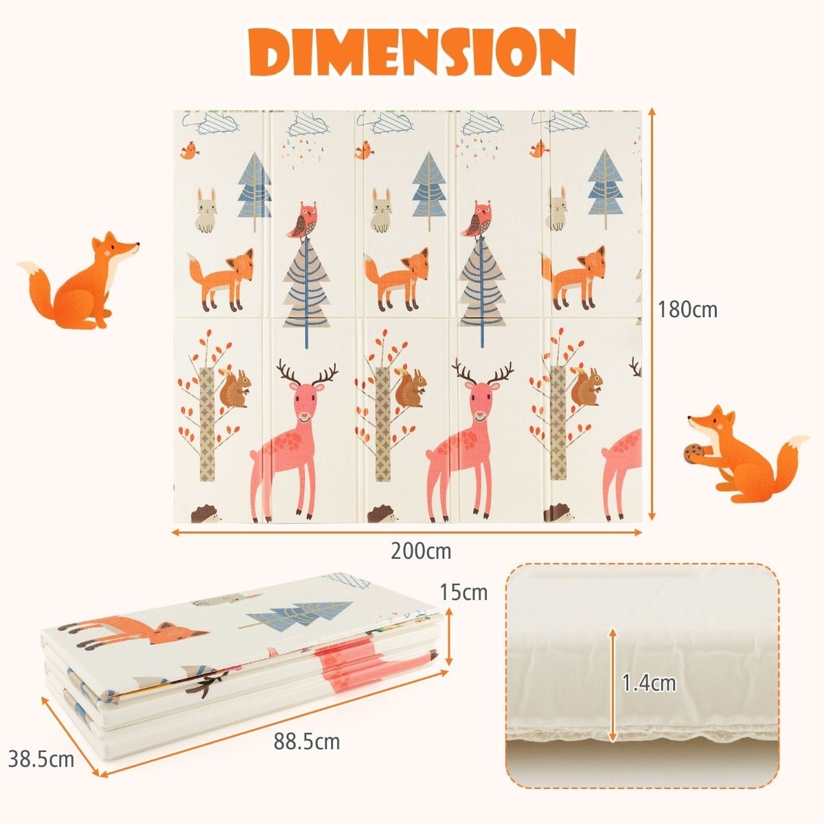 0033616075865 - Spielmatte für Babys - Doppelseitig - 200 x 180 cm - Tiere 0033616075865 - Spielmatte für Babys - Doppelseitig - 200 x 180 cm - Tiere