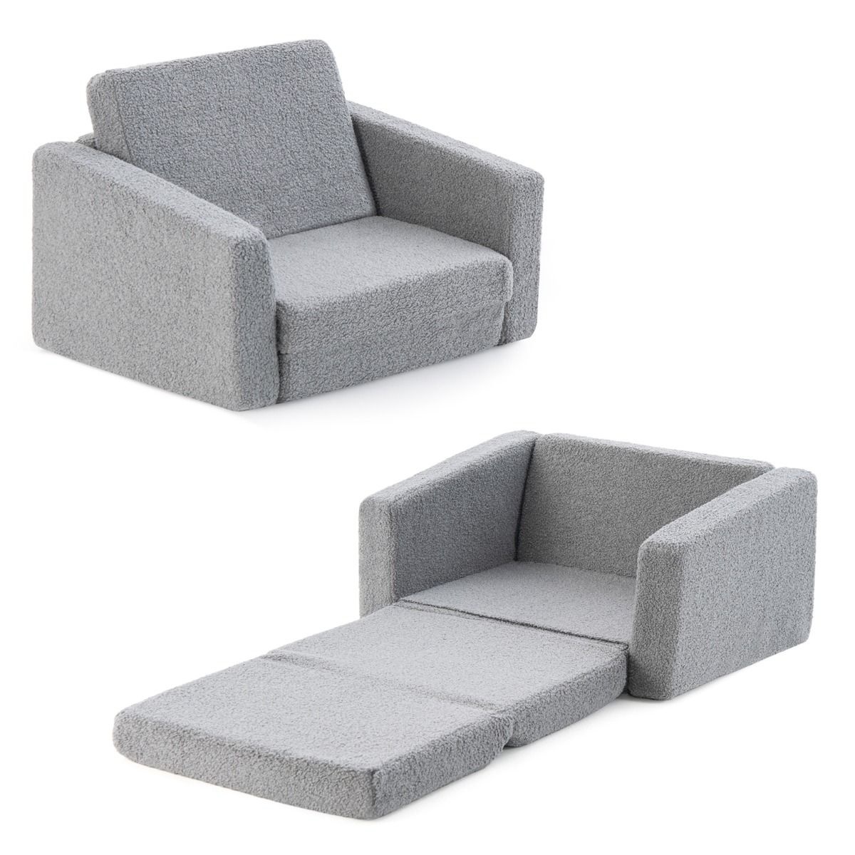 0783501427957 - Kindersessel - klappbar - abnehmbarer Bezug - 60 x 43 x 40 cm - Grau 0783501427957 - Kindersessel - klappbar - abnehmbarer Bezug - 60 x 43 x 40 cm - Grau