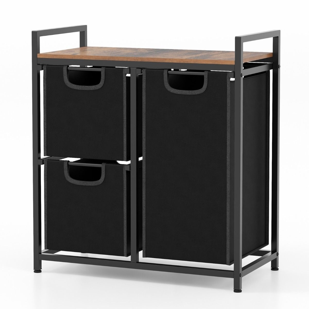 0033616077326 - Wäschekorb mit 3 Schubladen - 75L - Industrial - 66 x 33 x 72 cm - Braun Schwarz 0033616077326 - Wäschekorb mit 3 Schubladen - 75L - Industrial - 66 x 33 x 72 cm - Braun Schwarz